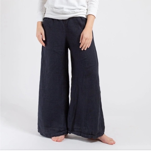 CP Shades Black Linen Wide Leg Pants Size Large - Picture 1 of 11